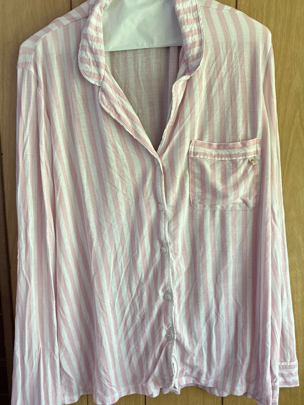 Victoria's Secret Pink and White Striped Button-Front Pajama Top